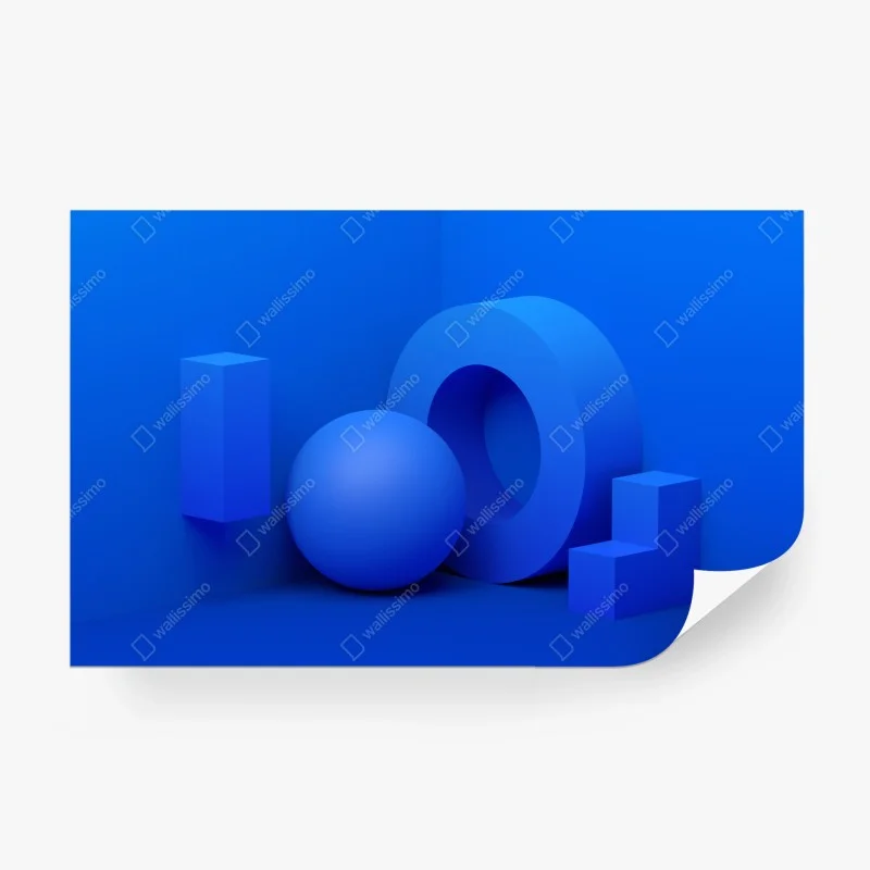 Wall mural blue geometric 3d composition