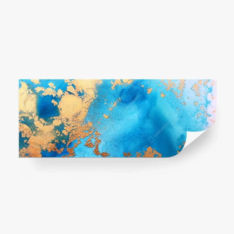 Wall mural blue and gold abstract ocean texture
