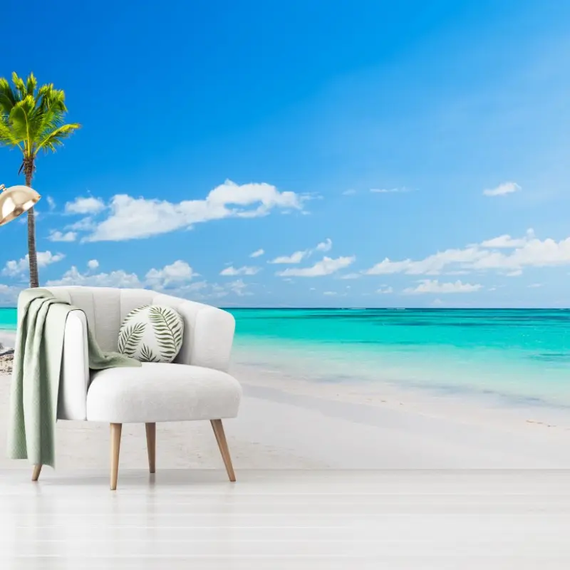 Wall mural tropical beach panorama in Punta Cana