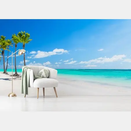 Wall mural tropical beach panorama in Punta Cana • Wallissimo®