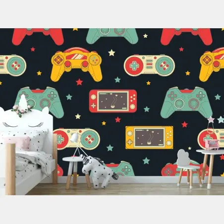 Wall mural retro game controller pattern • Wallissimo®