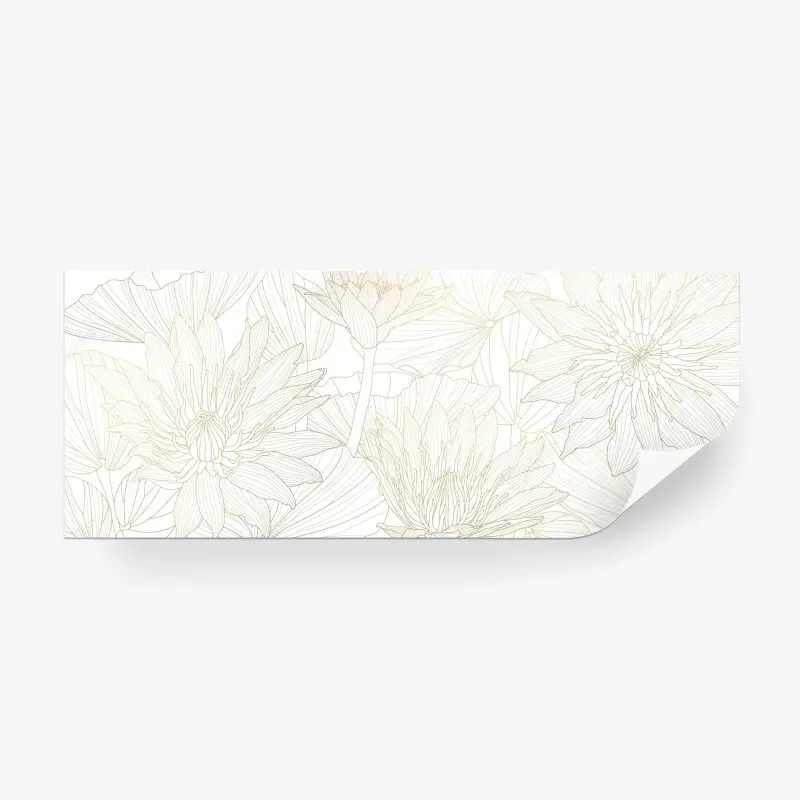 Wall mural delicate gold floral line art
