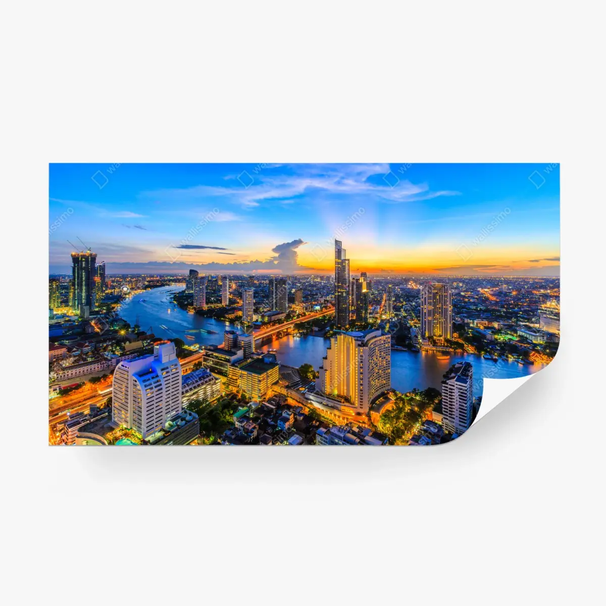 Wall mural vibrant city skyline at dusk • Wallissimo®