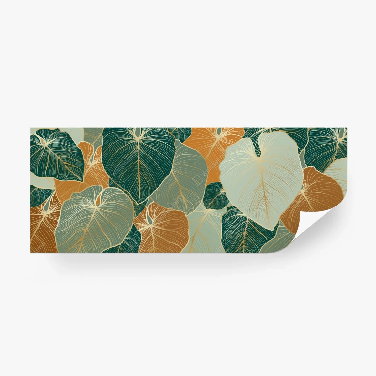 Wall mural teal and gold botanical leaf pattern ⁕ Wallissimo® Wall mural teal and gold botanical leaf pattern ⁕ Wallissimo®