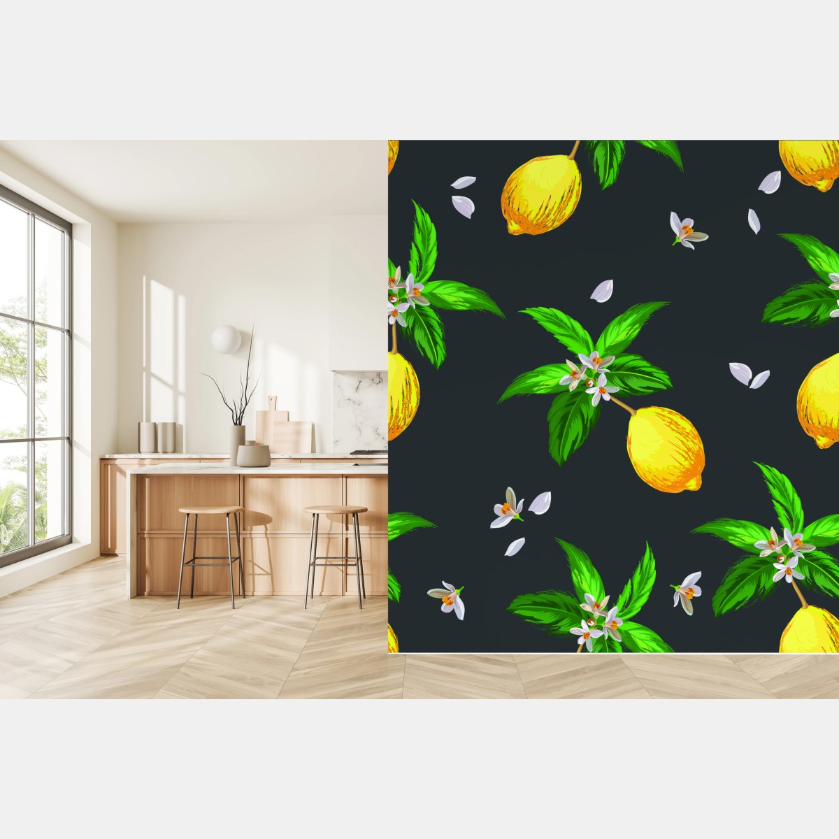 Wall mural vibrant lemon botanical pattern • Wallissimo®