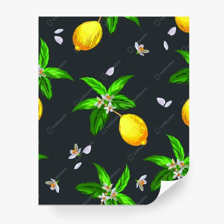 Wall mural vibrant lemon botanical pattern • Wallissimo®