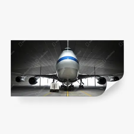 Wall mural front-facing cargo jet in hangar • Wallissimo®