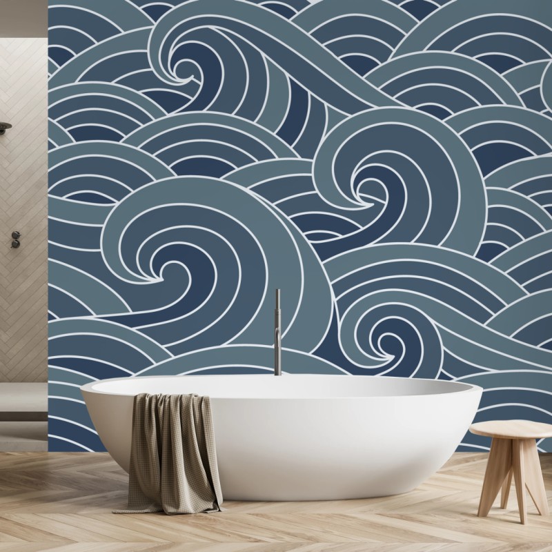 Wall mural stylized ocean wave pattern