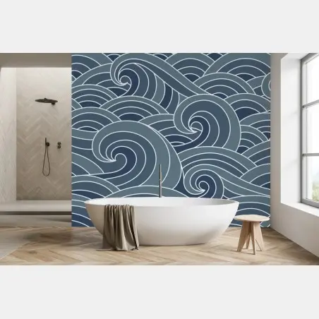 Wall mural stylized ocean wave pattern • Wallissimo®