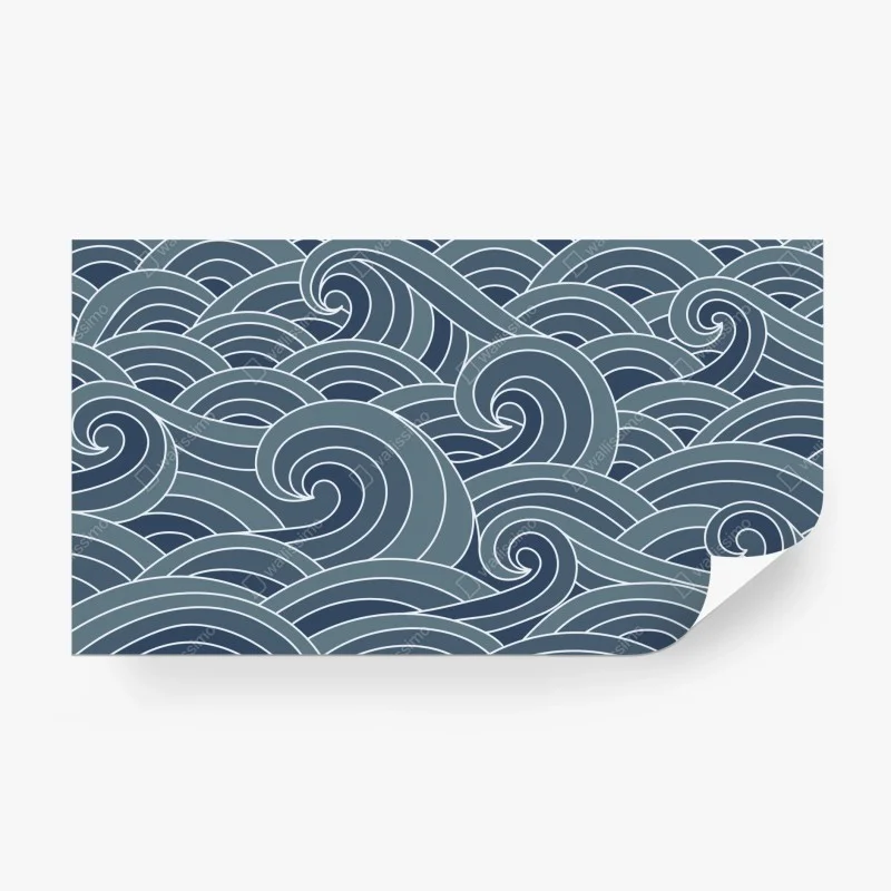 Wall mural stylized ocean wave pattern