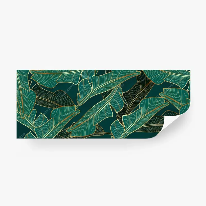 Wall mural gold-lined tropical banana leaves pattern ⁕ Wallissimo®