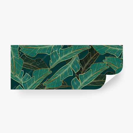 Wall mural gold-lined tropical banana leaves pattern • Wallissimo®