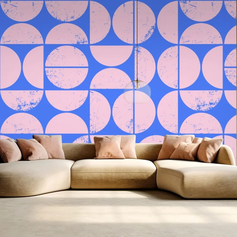 Wall mural pastel geometric circle pattern