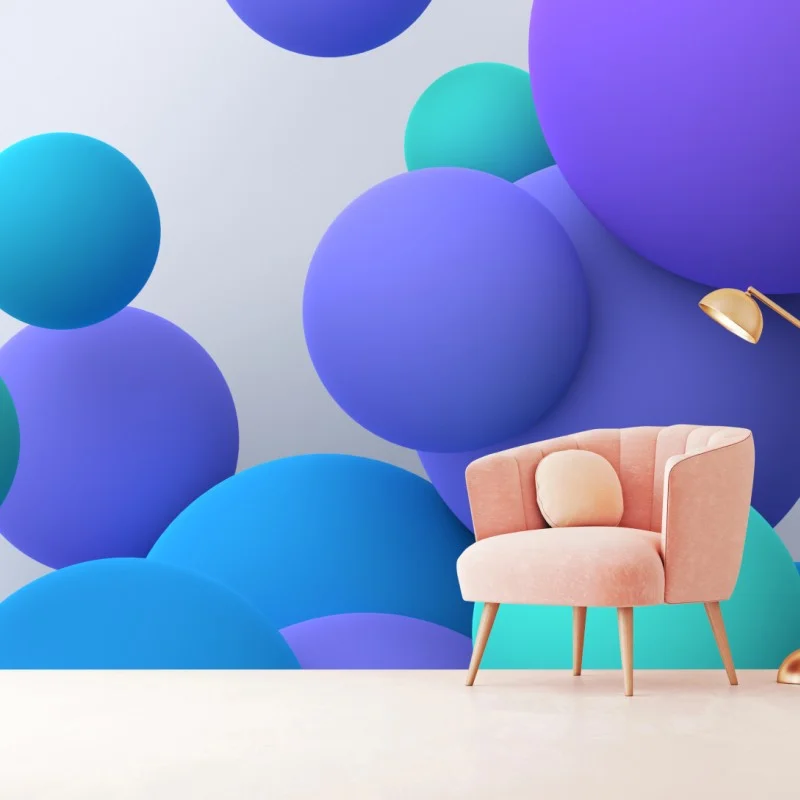 Wall mural colorful 3d floating spheres abstract art