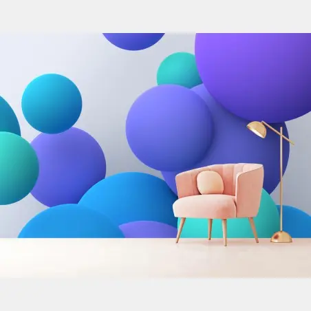 Wall mural colorful 3d floating spheres abstract art • Wallissimo®