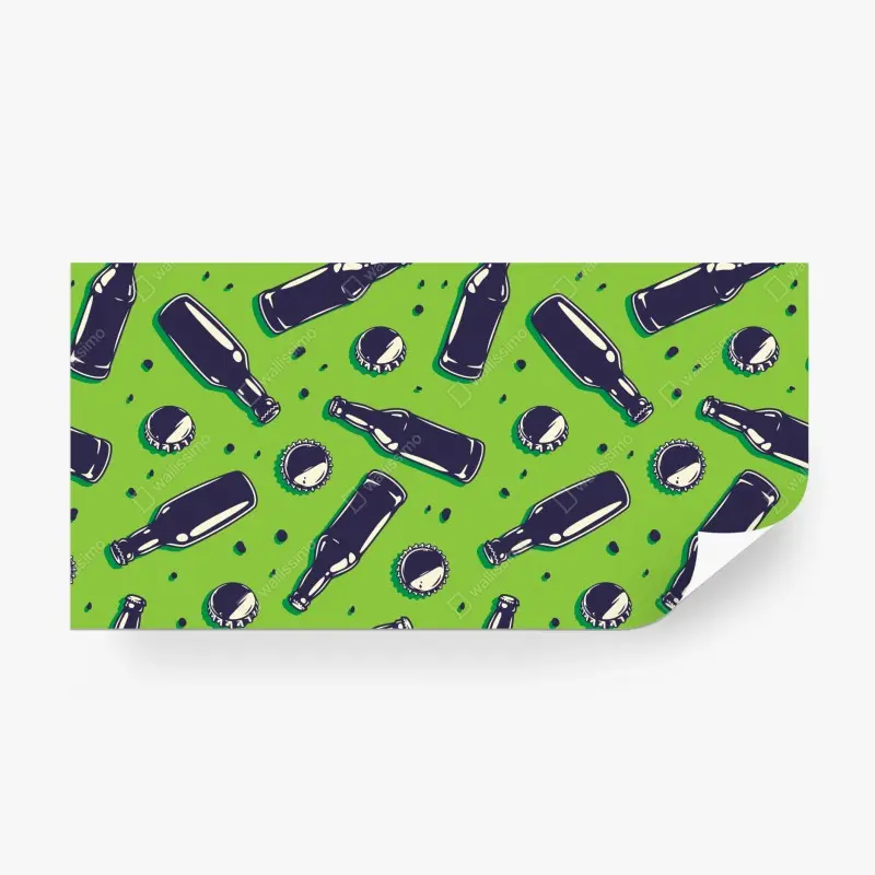 Wall mural green beer bottle pop art print