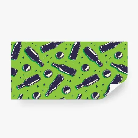 Wall mural green beer bottle pop art print • Wallissimo®