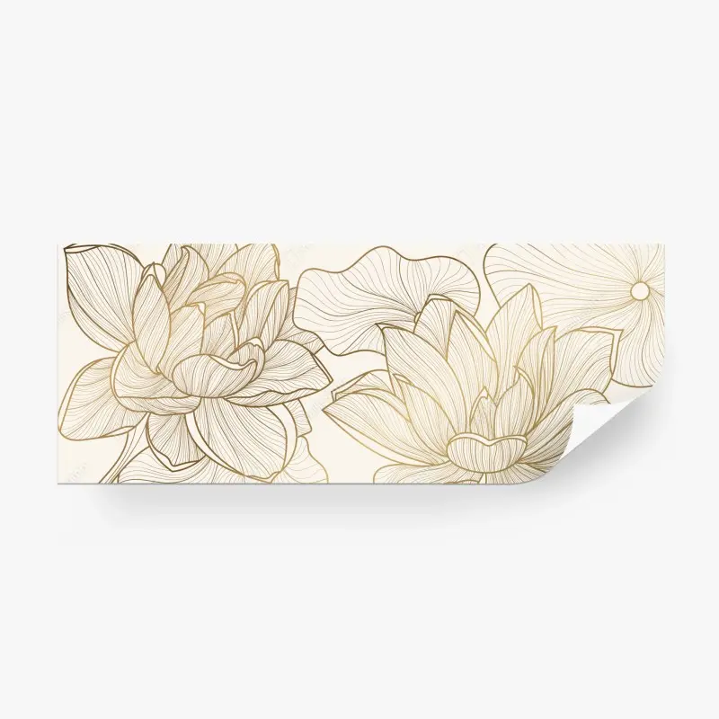 Wall mural elegant gold line floral illustration