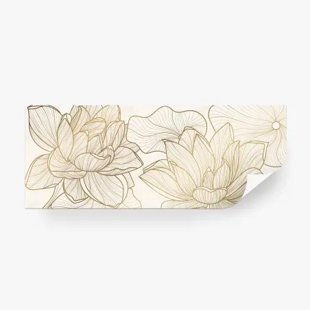 Wall mural elegant gold line floral illustration • Wallissimo®