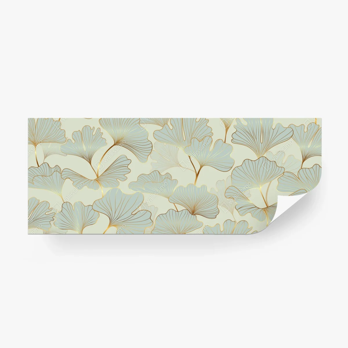 Wall mural pastel ginkgo leaves pattern with gold accents ⁕ Wallissimo®