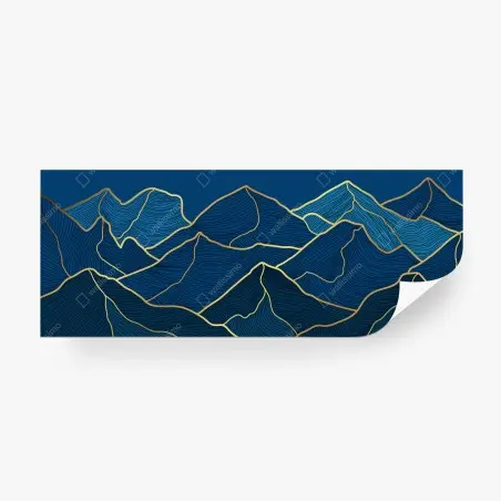 Wall mural golden line mountain landscape • Wallissimo®