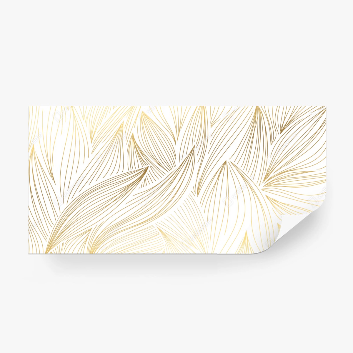Wall mural golden leaf line art • Wallissimo®