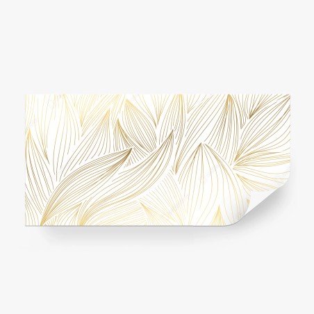 Wall mural golden leaf line art • Wallissimo®