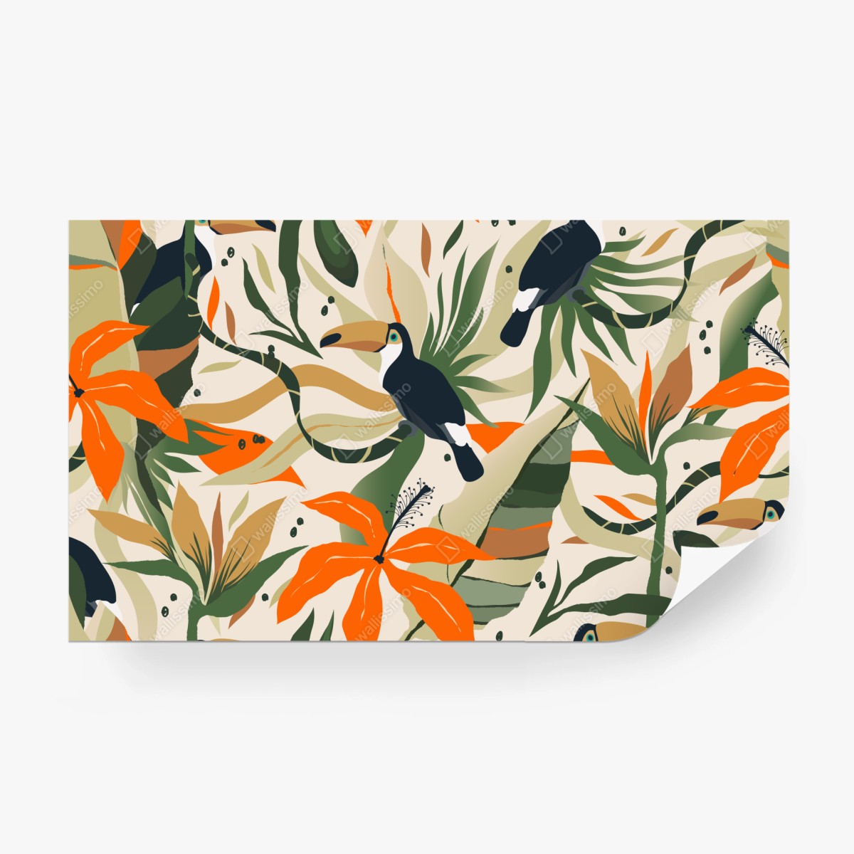 Wall mural tropical toucan botanical pattern ⁕ Wallissimo®