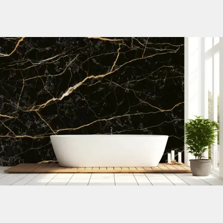 Wall mural black marble with gold veins • Wallissimo®