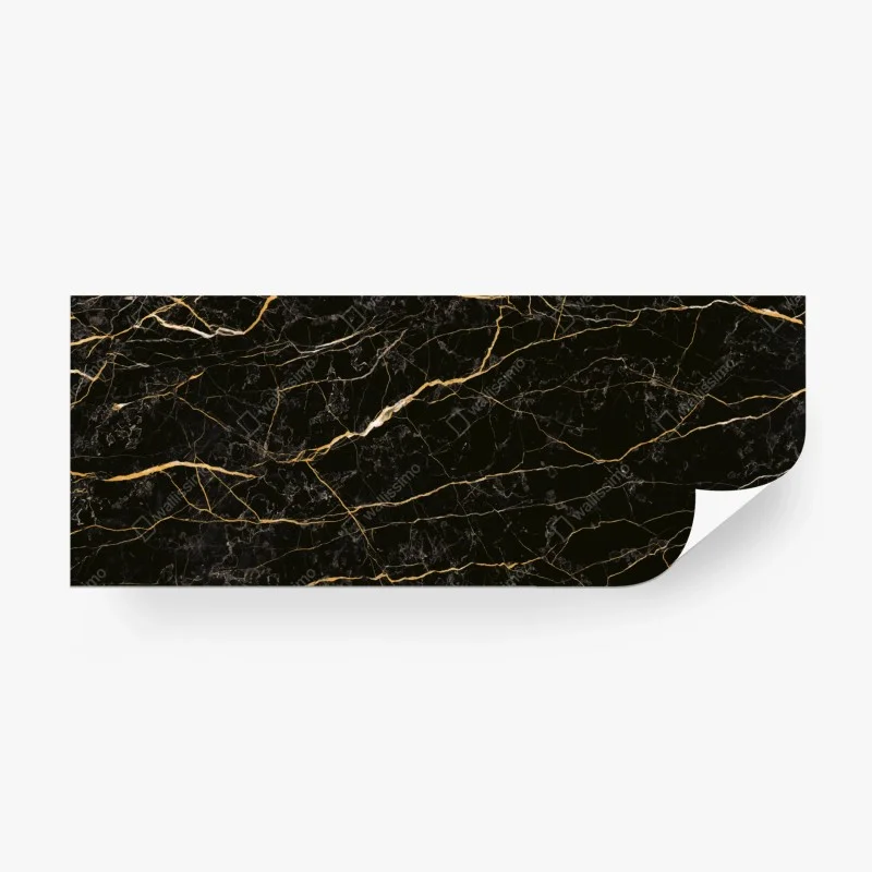 Wall mural black marble with gold veins