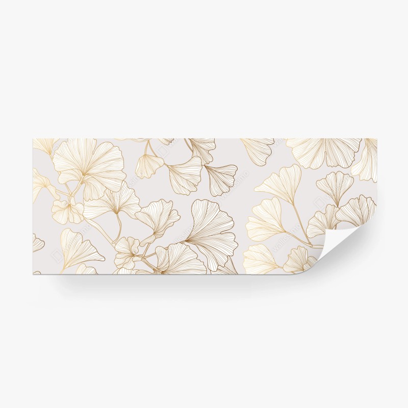 Wall mural delicate golden ginkgo botanical pattern