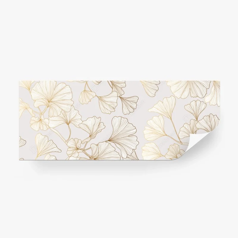 Wall mural delicate golden ginkgo botanical pattern