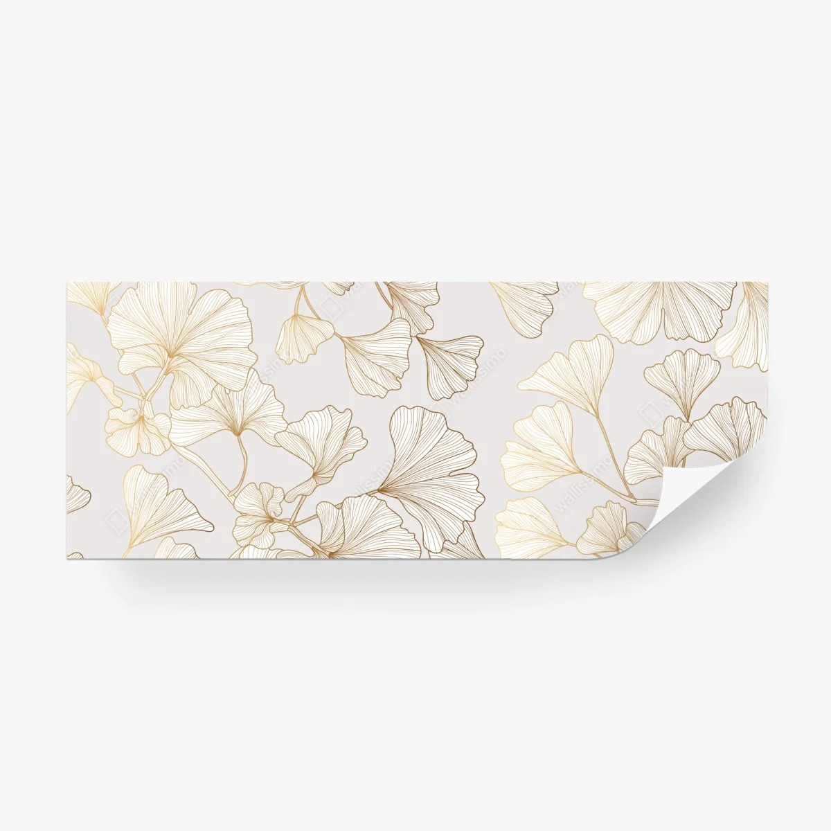 Wall mural delicate golden ginkgo botanical pattern • Wallissimo® Wall mural delicate golden ginkgo botanical pattern • Wallissimo®