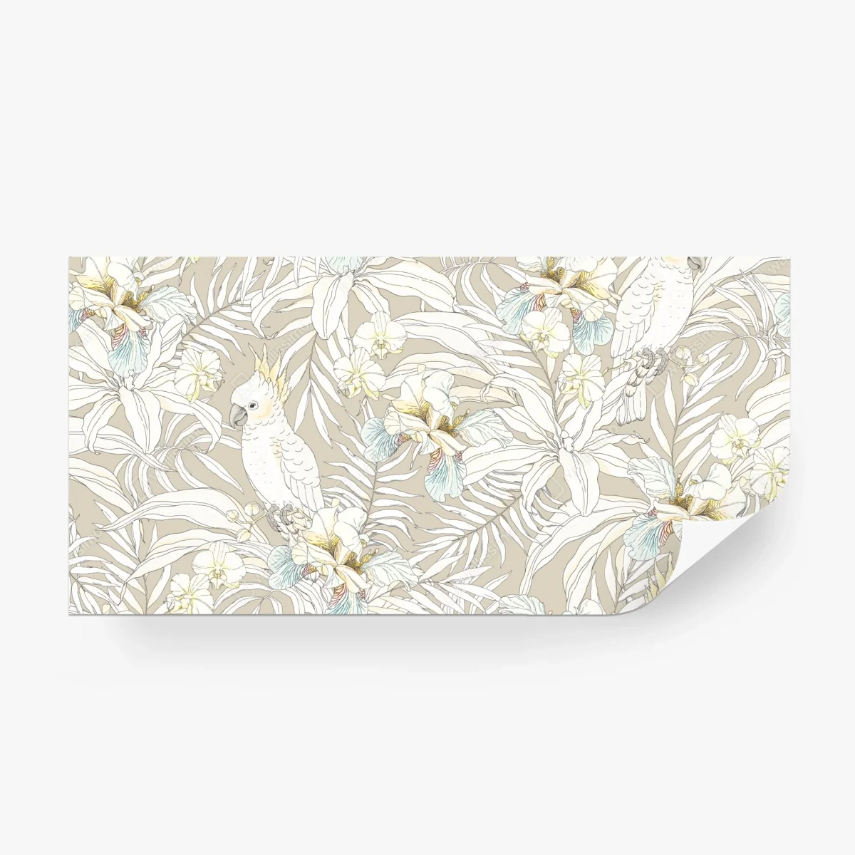 Wall mural tropical cockatoo floral pattern ⁕ Wallissimo®