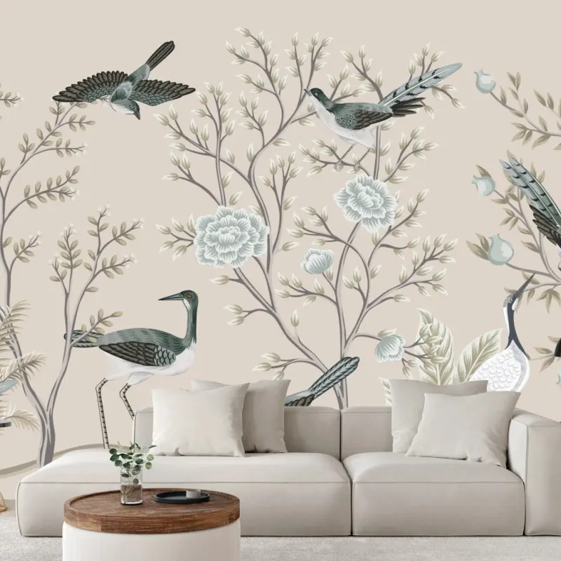 Wall mural elegant birds and blossoms mural