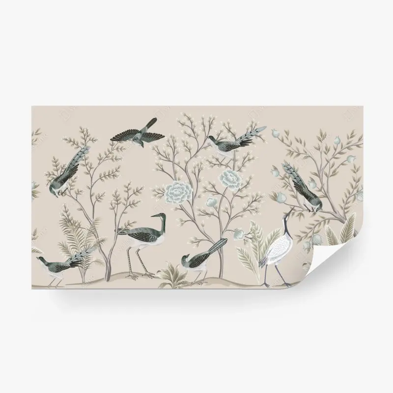Wall mural elegant birds and blossoms mural