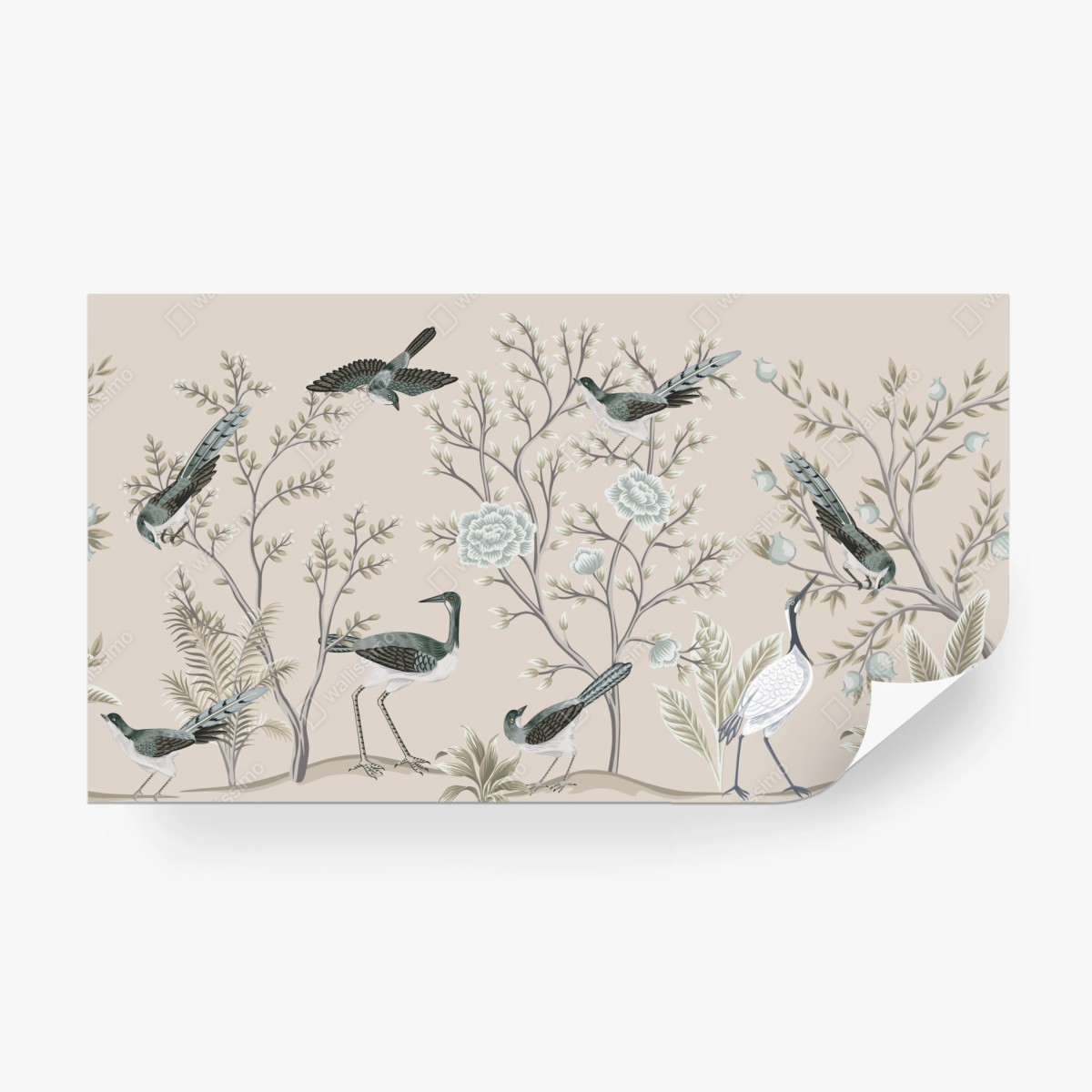 Wall mural elegant birds and blossoms mural • Wallissimo®