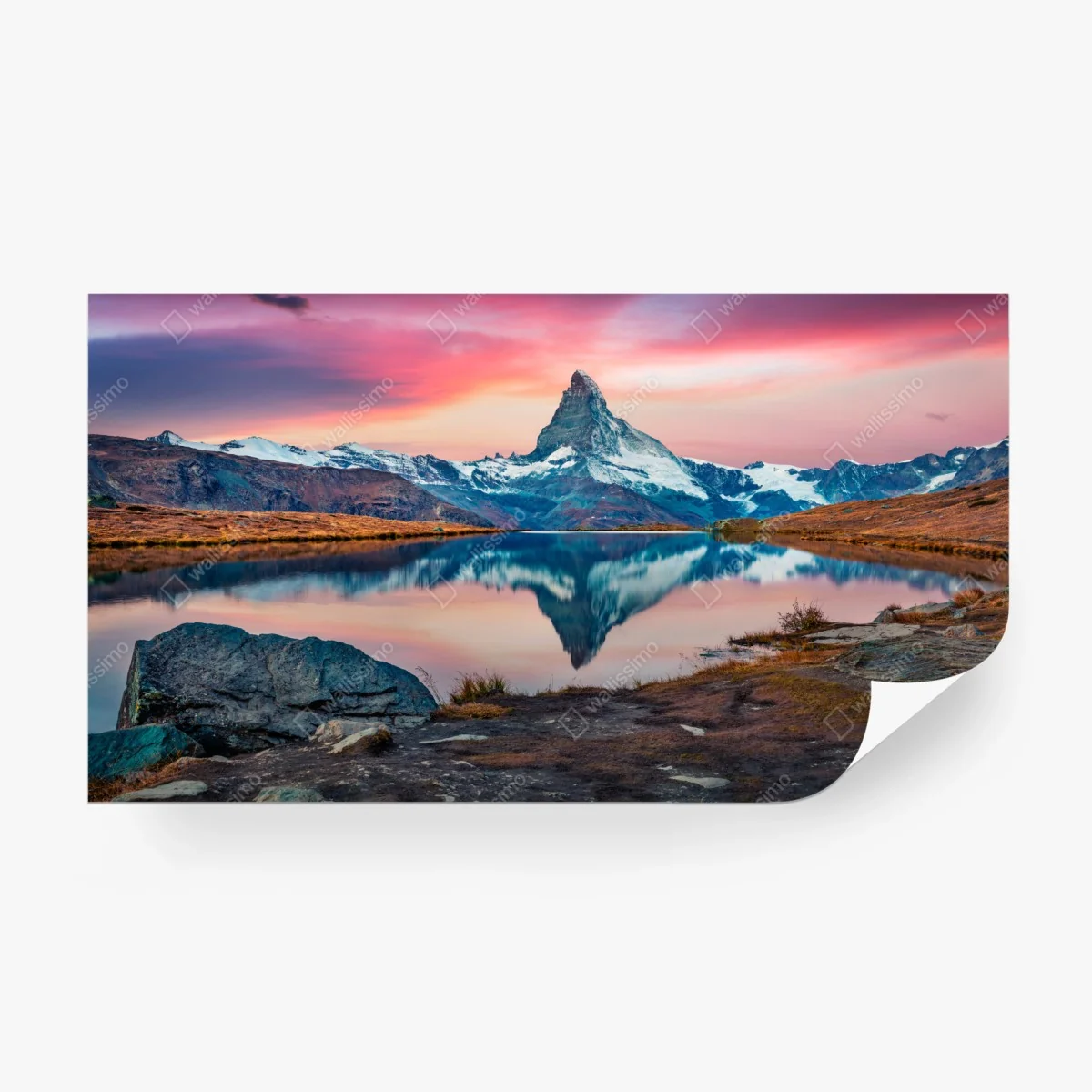 Wall mural majestic Matterhorn reflection at Stellisee ⁕ Wallissimo®