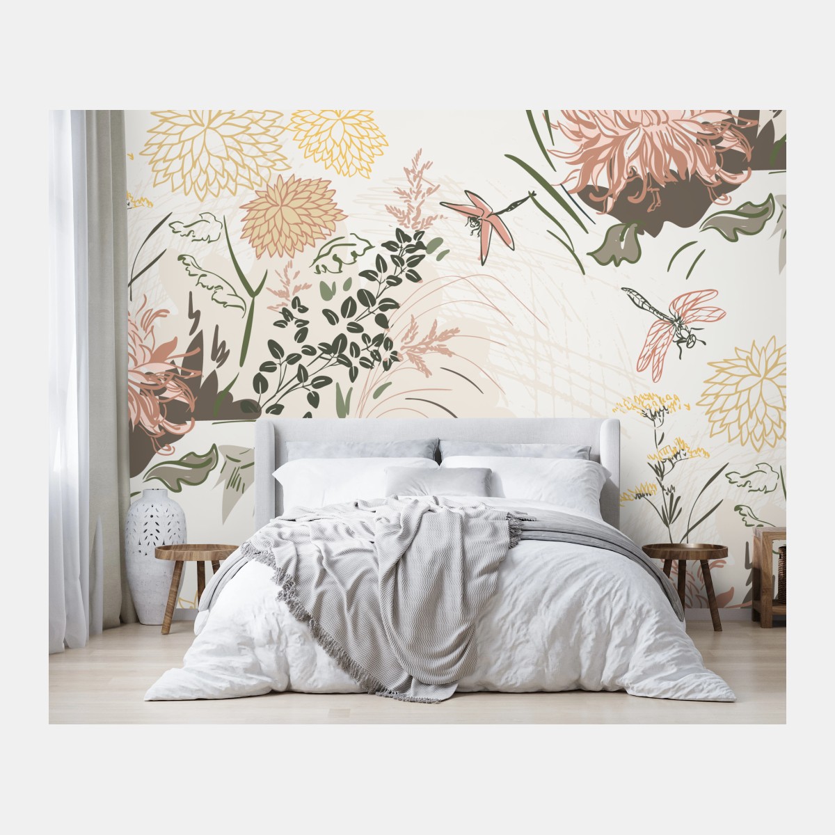 Wall mural soft pastel floral pattern • Wallissimo®