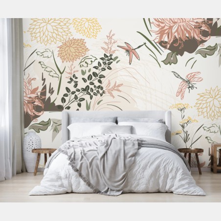 Wall mural soft pastel floral pattern • Wallissimo®