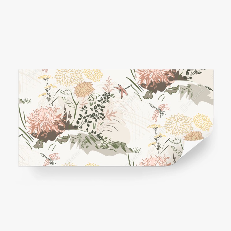 Wall mural soft pastel floral pattern