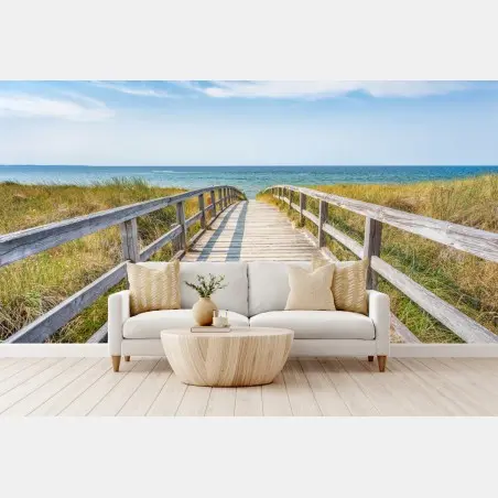 Wall mural boardwalk to the sea • Wallissimo®