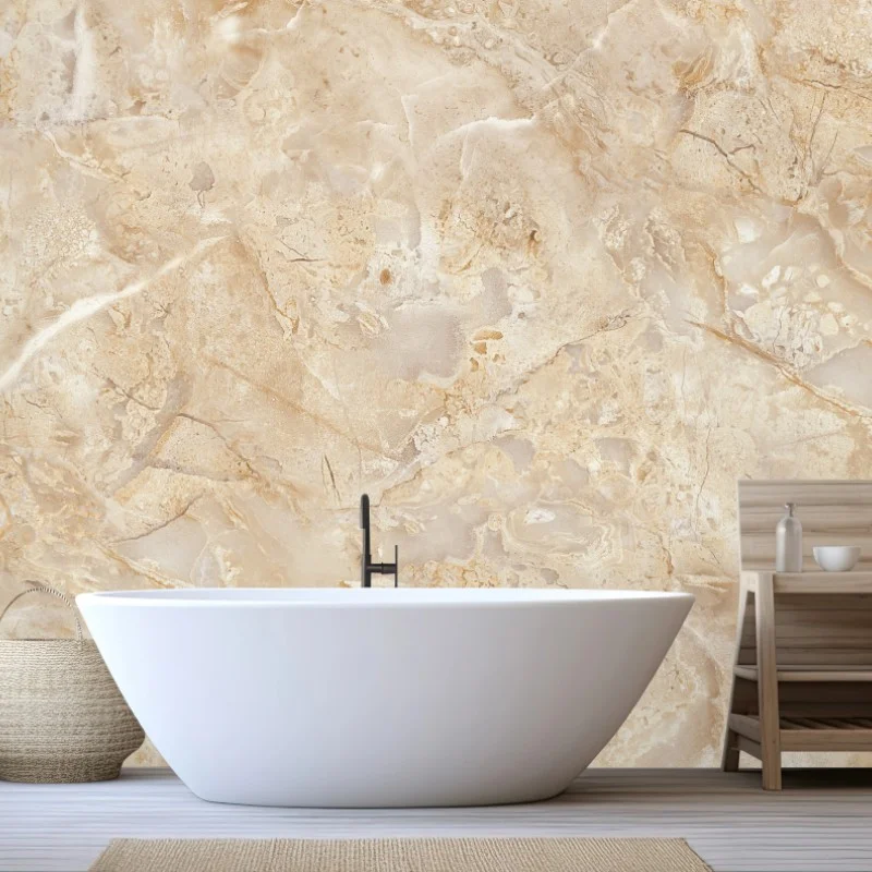 Wall mural beige marble texture with natural veins