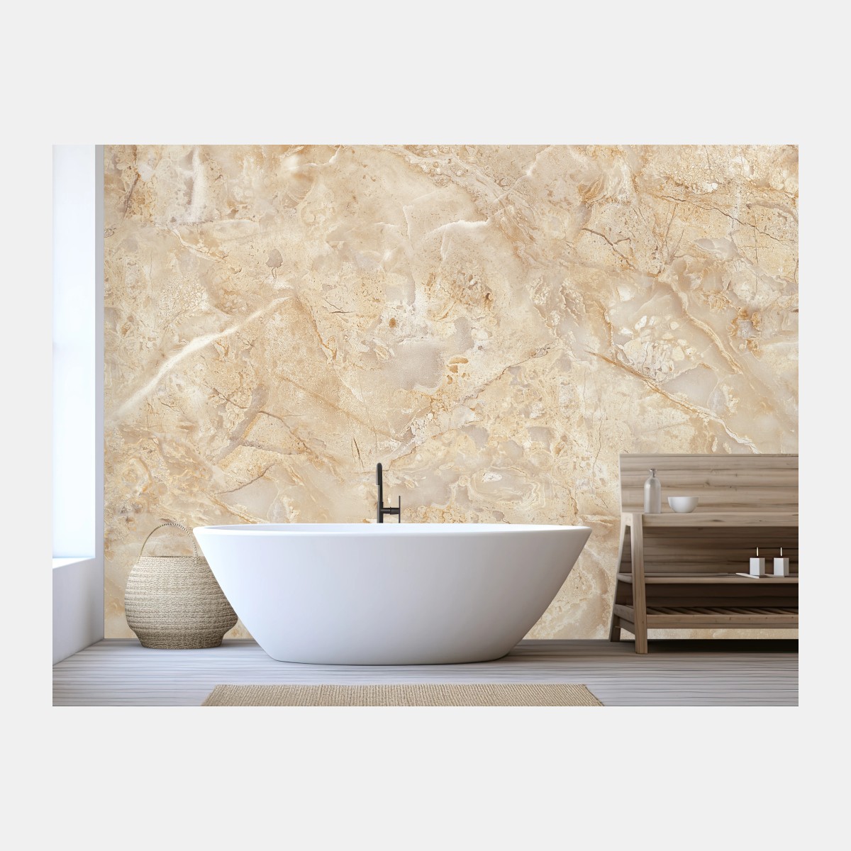 Wall mural beige marble texture with natural veins • Wallissimo®
