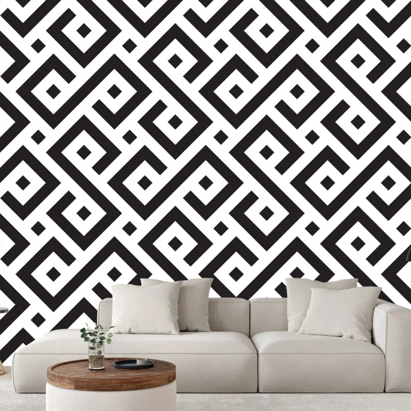 Wall mural timeless black and white geometric pattern