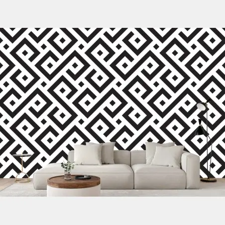 Wall mural timeless black and white geometric pattern • Wallissimo®