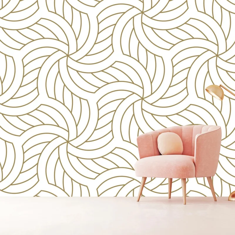Wall mural gold geometric swirl pattern