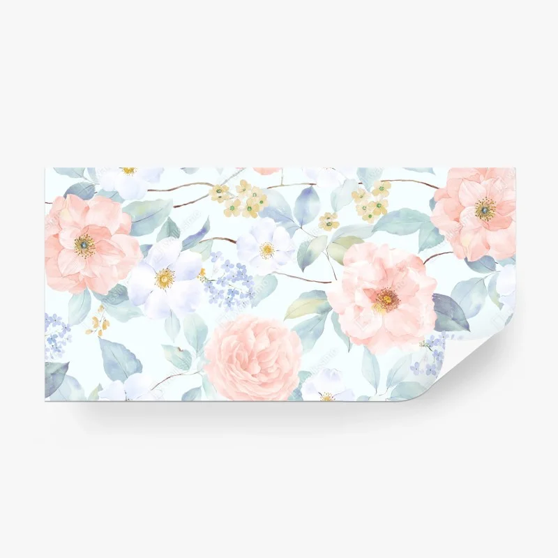 Wall mural soft pastel floral watercolor blooms