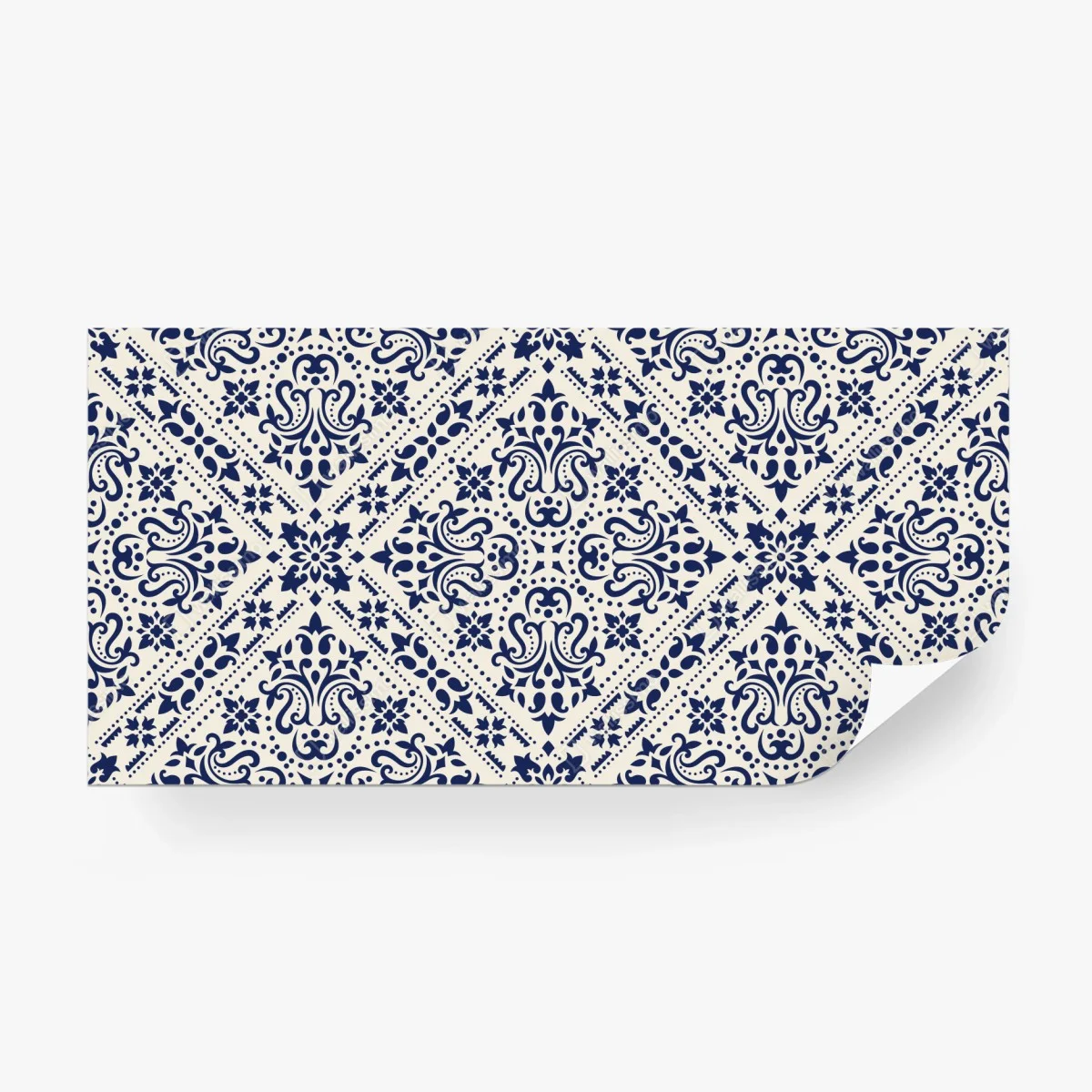 Wall mural navy damask tile pattern • Wallissimo®