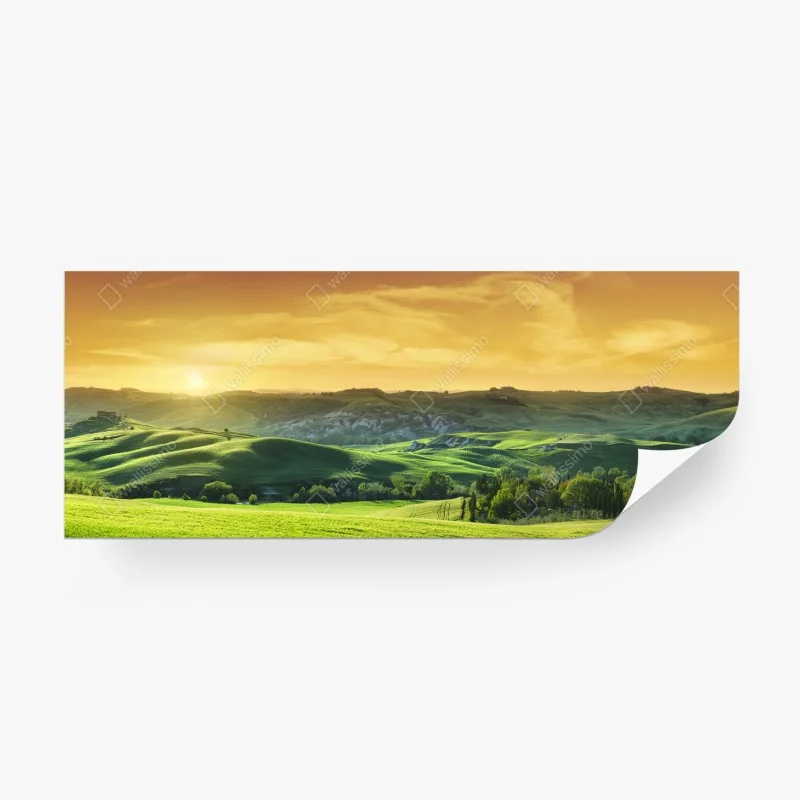 Wall mural Tuscan rolling hills at sunset